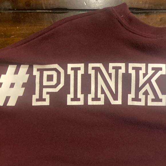 Small PINK Victoria's Secret PINK-Nation Maroon and Ivory Top with Dog Logo - Picture 9 of 11